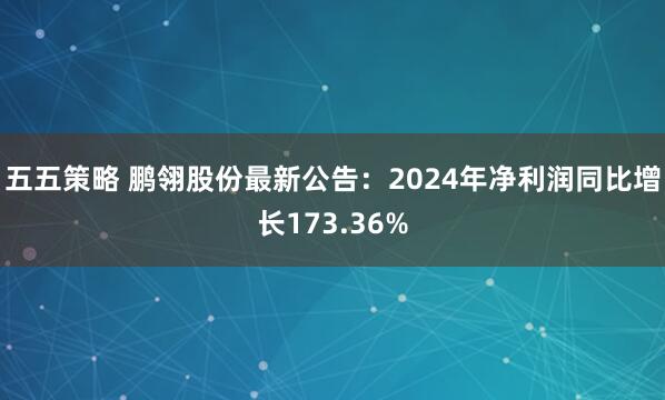五五策略 鹏翎股份最新公告：2024年净利润同比增长173.36%